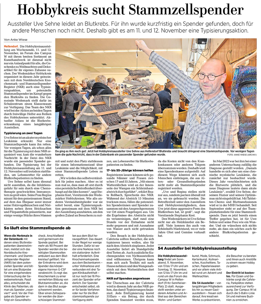 Hobbykreis sucht Stammzellspender