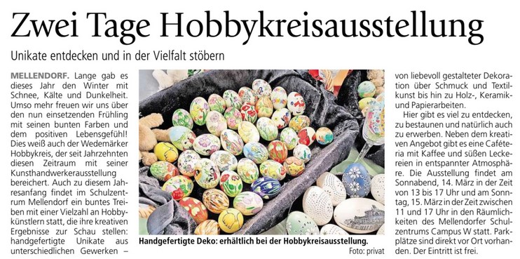Zwei Tage Hobbykreisausstellung